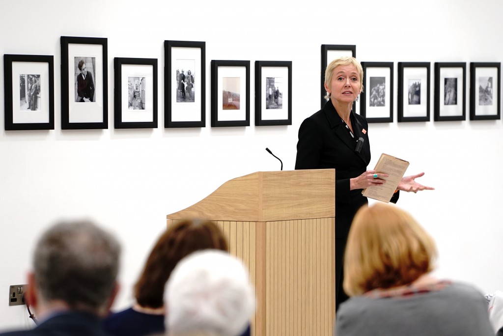 Rosie Millard speaking at Philip Larkin exhibition